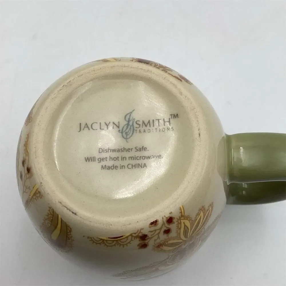 Jaclyn Smith Traditions Floral Ivory Ceramic‎ Mug Multicolor